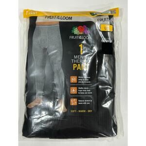 Fruit of the Loom Men's Waffle Thermal Pant Bottom Black Size Large 36-38 NEW